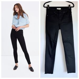 NWT Madewell 9-Inch High Rise Raw Hem Ankle Skinny Jeans in Carbondale Black 27